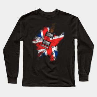 Electric Guitar UK Flag Guitarist Brit Rock Long Sleeve T-Shirt